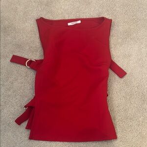 Red Sleeveless Top PepperMayo Open Side